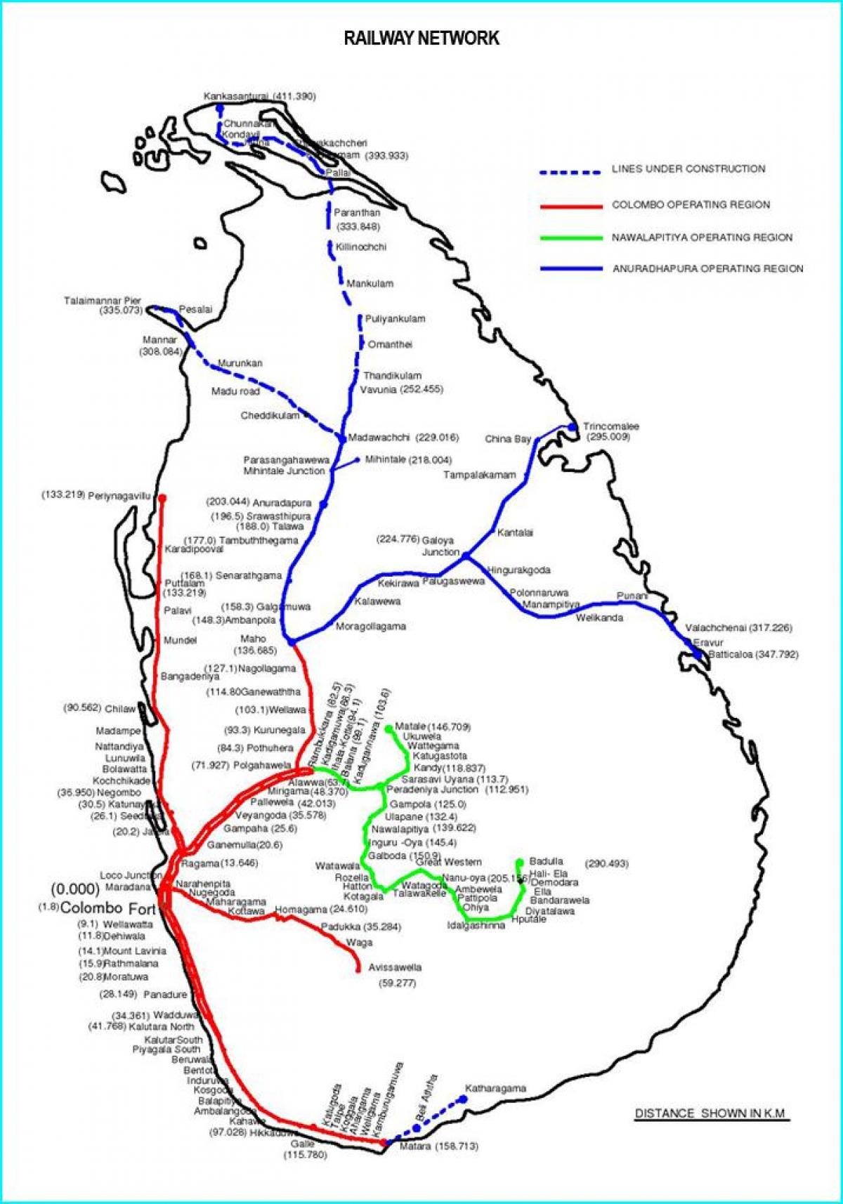 السكك الحديدية خريطة الطريق سري لانكا