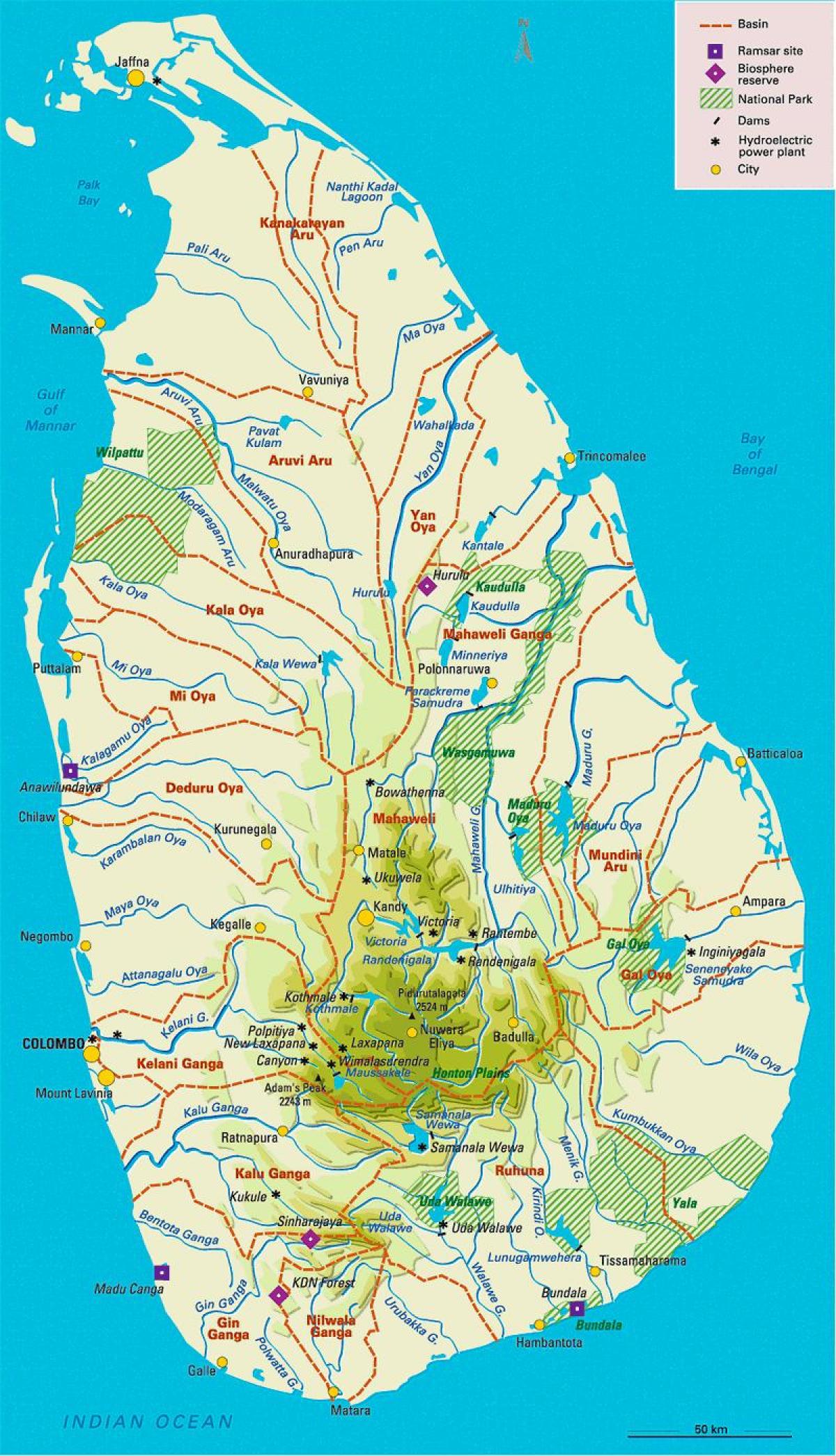 سري لانكا الأنهار الخريطة في تاميل
