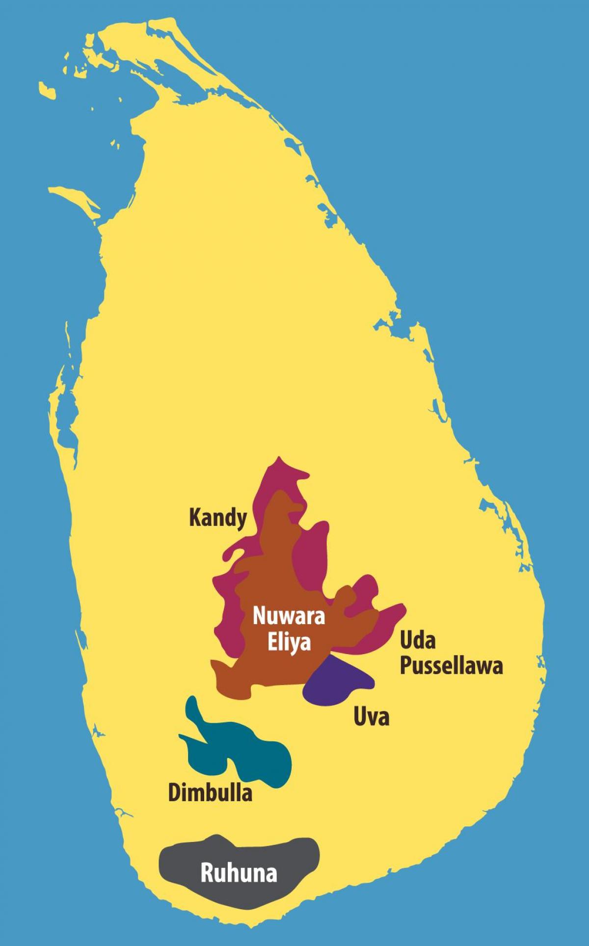 خريطة سريلانكا مزارع الشاي