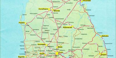 خريطة خريطة سريلانكا مع المسافة